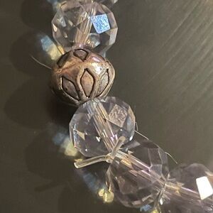 Faceted Crystal Bead Bracelet with Silver Accent